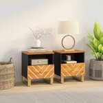 vidaXL Tables de chevet 2 Pièces marron et noir bois de manguier solide