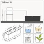 LECHUZA Jardinière TRIO Stone 30 ALL-IN-ONE Noir graphite