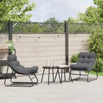 vidaXL Chaises Relaxantes de Jardin 2 Pièces avec Coussin Noir 60x80x71 cm Acier