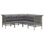 vidaXL Salon de jardin 8 Pièces avec coussins Gris Résine tressée