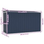 vidaXL Abri de jardin mural Anthracite 118x288x178 cm Acier