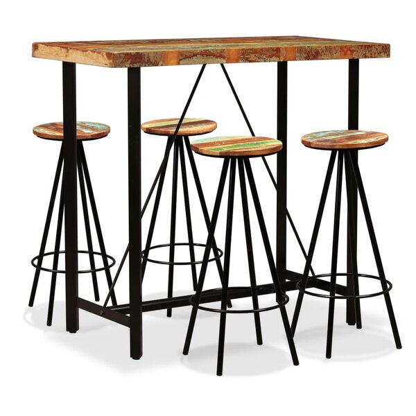 vidaXL Ensemble de bar 5 Pièces Bois de récupération massif