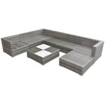 Salon de jardin meuble d'extérieur ensemble de mobilier 8 pièces avec coussins résine tressée gris 02_0017674