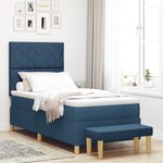 vidaXL Lit à Ressorts avec Matelas & Banc Bleu 90x200 cm Tissu