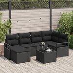 Ensemble de Canapé de Jardin 7 Pièces avec Coussins Beige