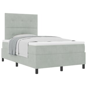 vidaXL Lit à sommier avec matelas Gris clair 120x200 cm Velours