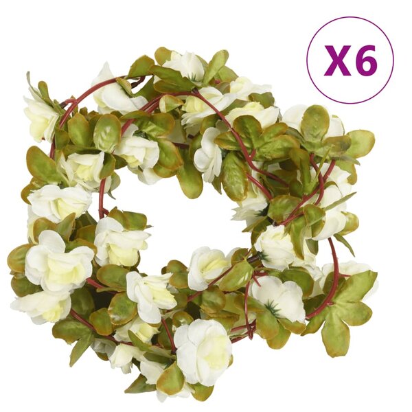 vidaXL Guirlandes de fleurs de Noël 6 Pièces blanc 250 cm