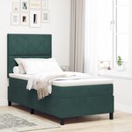 Lit avec sommier et matelas vidaXL Vert foncé 100x200 cm en velours
