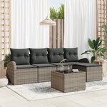 Ensemble de Canapé de Jardin vidaXL 5 Pièces avec Coussins Noir Rotin Synthétique