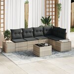 vidaXL Ensemble de Sofa de Jardin 6 Pièces avec Coussins Gris en Rattan PE