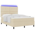 vidaXL Lit à Ressort avec Matelas & LED Crème 140x200 cm Tissu