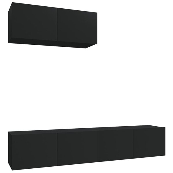 vidaXL Ensemble de meubles TV 3 Pièces Noir Bois d'ingénierie