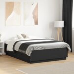 vidaXL Cadre de lit avec lumières LED noir 140x190 cm bois ingénierie