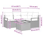 Ensemble de Canapé Jardin vidaXL 5 Pièces avec Coussins Beige Rattan Poly