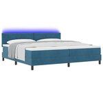 Lit à ressort vidaXL avec matelas et LED bleu foncé 200x200 cm en velours