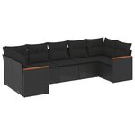 vidaXL Salon de jardin 7 Pièces avec coussins noir résine tressée