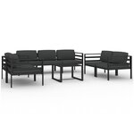 vidaXL Salon de jardin 8 Pièces avec coussins Aluminium Anthracite