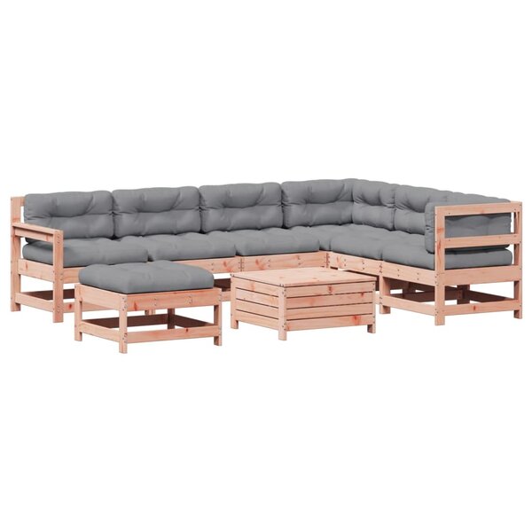 vidaXL Salon de jardin 8 Pièces avec coussins bois massif douglas