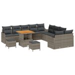 Ensemble de canapé de jardin 13 pièces avec coussins en poly rotin gris acacia