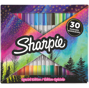 Sharpie 30 marqueurs permanents edition spécial  assortiment de couleurs  20 pointes fine et 10 ultra fine