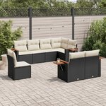 vidaXL Salon de jardin 8 Pièces avec coussins noir résine tressée
