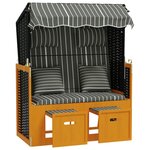 vidaXL Strandkorb avec coussins Résine tressée bois solide Noir gris