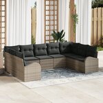 vidaXL Ensemble de canapé de jardin 9 pièces avec coussins gris en poly rotin