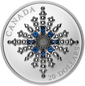 Pièce de monnaie en Argent 20 Dollars g 31.39 Millésime 2024 SAPPHIRE JUBILEE SNOWFLAKE BROOCH