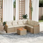 vidaXL Salon de jardin avec coussins 7 Pièces beige résine tressée