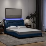 vidaXL Cadre de lit avec LED sans matelas bleu 140x200 cm tissu