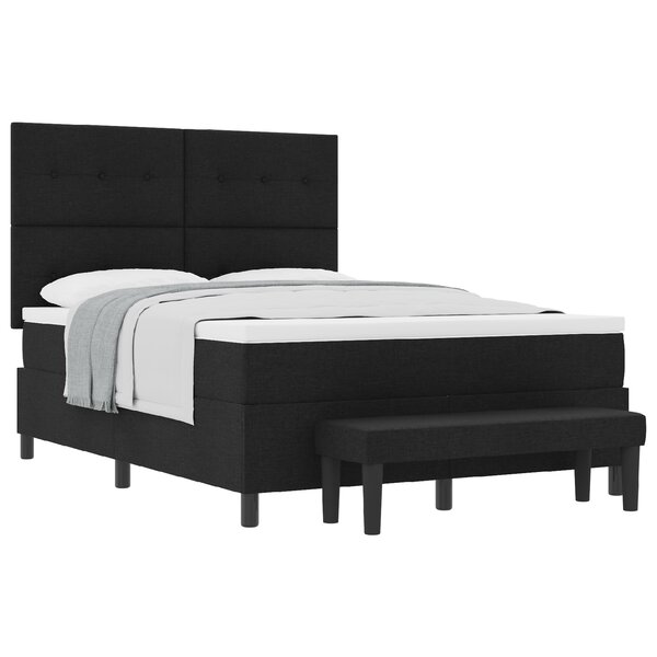 vidaXL Lit à ressorts avec matelas et banc noir 140x200 cm tissu
