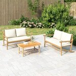 vidaXL Banc de jardin avec coussins blanc crème bambou