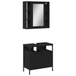 vidaXL Ensemble de meubles salle de bain 2 Pièces noir bois d'ingénierie