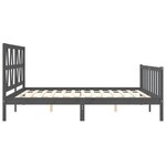 vidaXL Cadre de lit avec tête de lit gris 200x200 cm bois massif