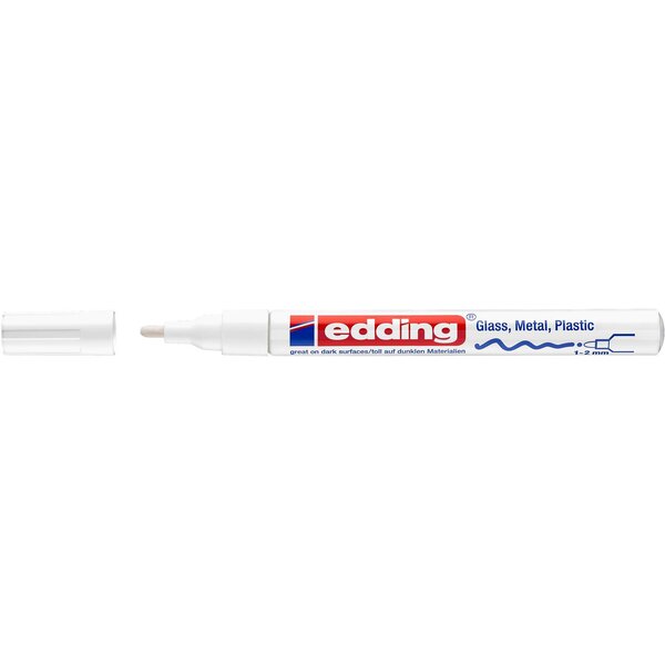 Marqueur Peinture Brillante 751 Blanc Pointe Moyenne 1-2 mm x 10 EDDING