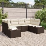 vidaXL Ensemble de canapé de jardin 6 pièces avec coussins Marron en poly rattan