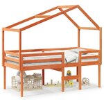 vidaXL Lit haut avec toit cire marron 90x190 cm bois de pin massif