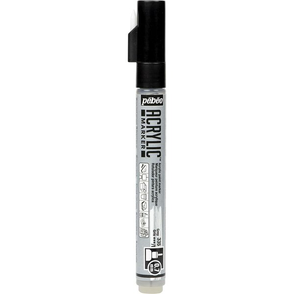 Marqueur acrylique Pointe ronde 0 7mm Gris PÉBÉO