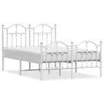 vidaXL Cadre de lit métal avec tête de lit/pied de lit blanc 120x190cm