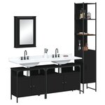 vidaXL Ensemble de meubles salle de bain 4 Pièces noir bois d'ingénierie