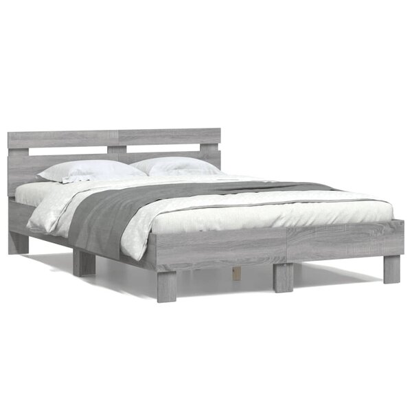 vidaXL Cadre de lit sans matelas sonoma gris 120x190 cm