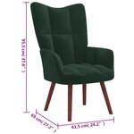 vidaXL Chaise de relaxation avec repose-pied Vert foncé Velours