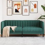 vidaXL Canapé 2 places vert foncé tissu