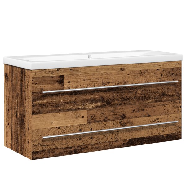 vidaXL Cabinet de lavabo de salle de bain avec lavabo intégré en bois récupéré