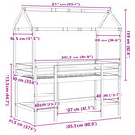 vidaXL Lit superposé avec échelle et toit sans matelas 90x200 cm