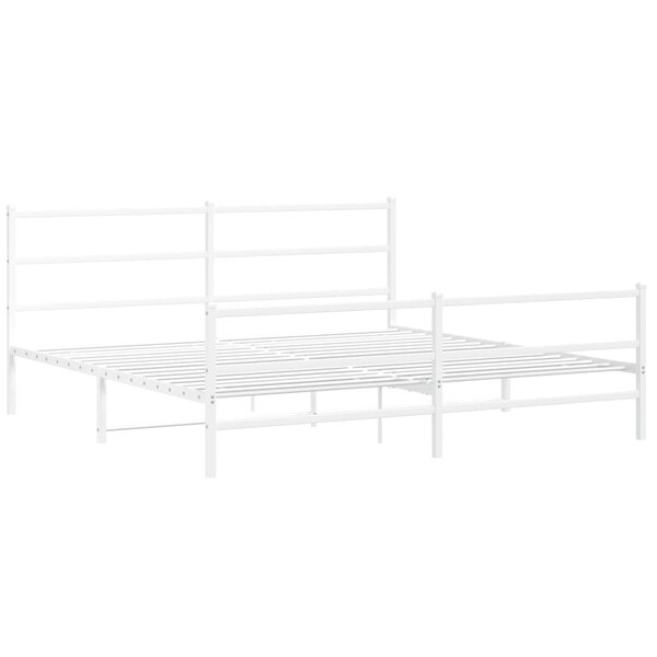 vidaXL Cadre de lit métal avec tête de lit/pied de lit blanc 183x213cm