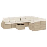 vidaXL Salon de jardin avec coussins 10 Pièces beige résine tressée