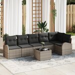 vidaXL Ensemble de Canapés de Jardin 6 Pièces avec Coussins Rattan Poly Noir