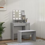 vidaXL Ensemble de coiffeuse avec LED Sonoma gris Bois d'ingénierie