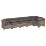 vidaXL Salon de jardin 6 Pièces avec coussins gris résine tressée